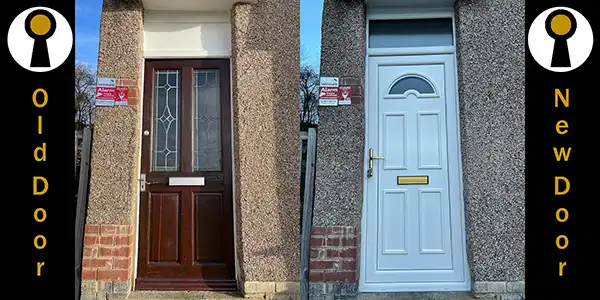 Composite door fitting Millhouse Green